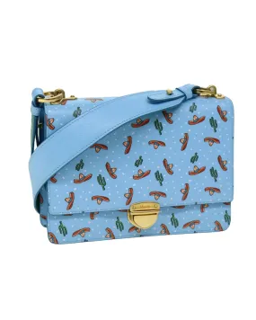 Prada Galleria Shoulder Bag in Blue with Sombrero Print