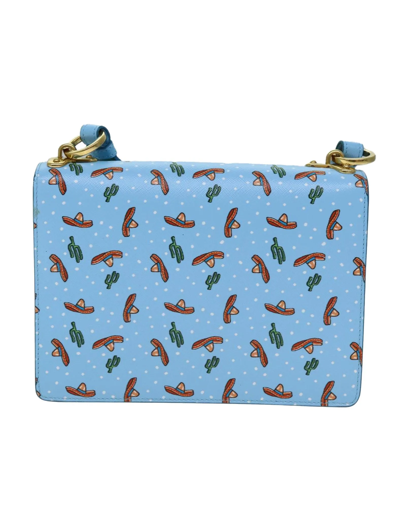 Prada Galleria Shoulder Bag in Blue with Sombrero Print