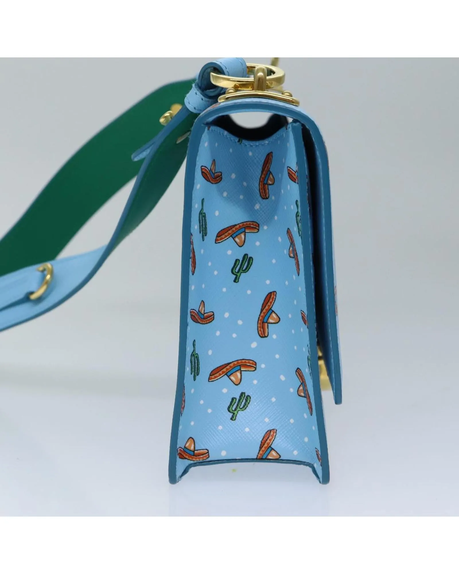 Prada Galleria Shoulder Bag in Blue with Sombrero Print