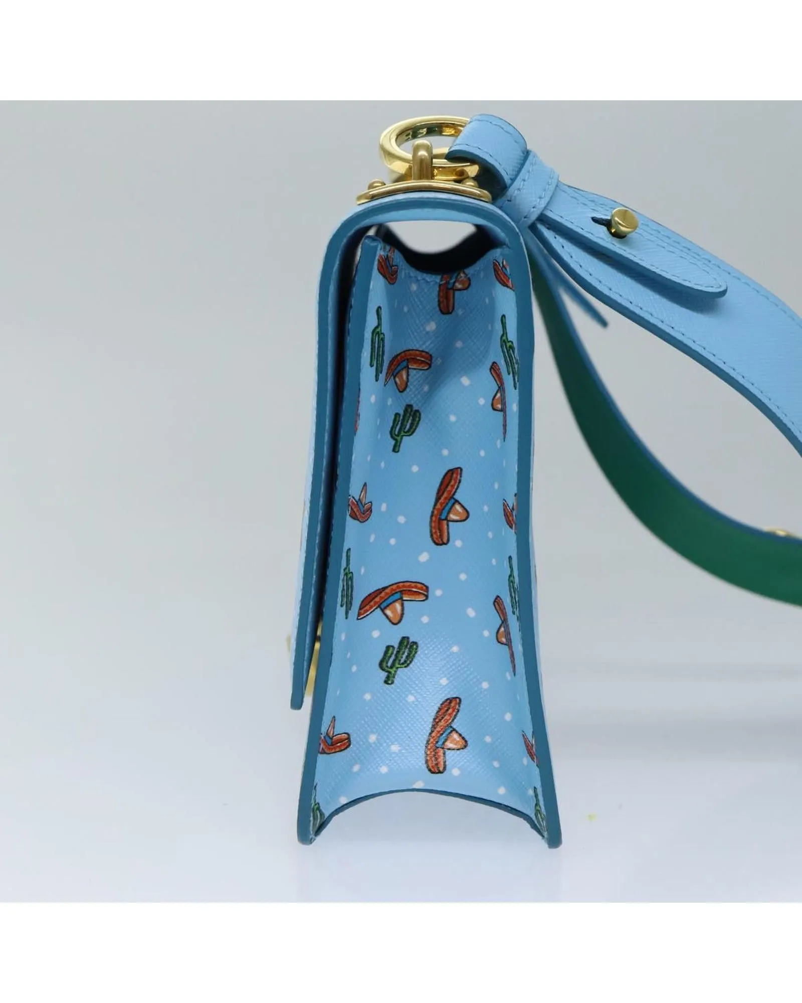 Prada Galleria Shoulder Bag in Blue with Sombrero Print