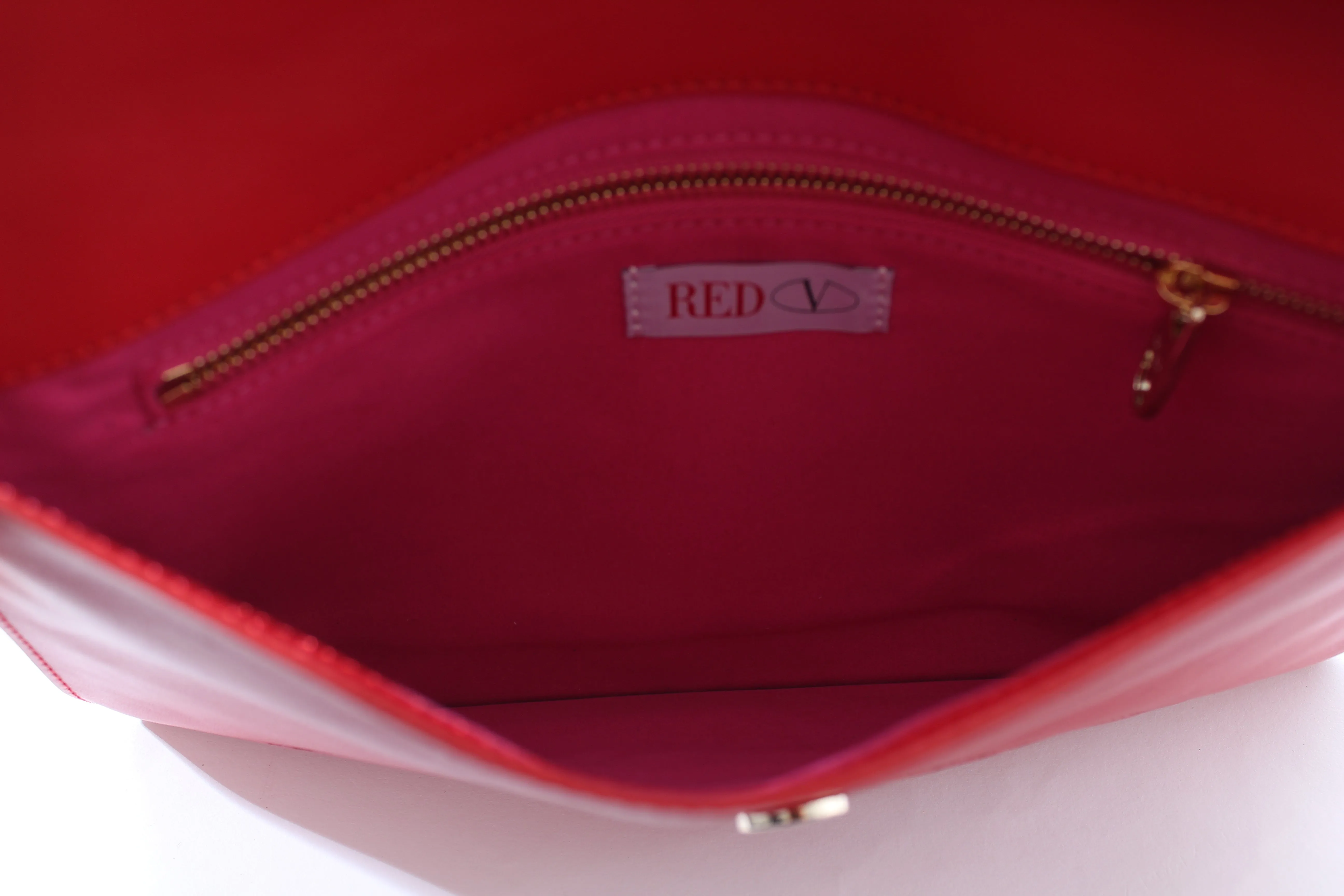 REDValentino Heart Leather Envelope Clutch Bag