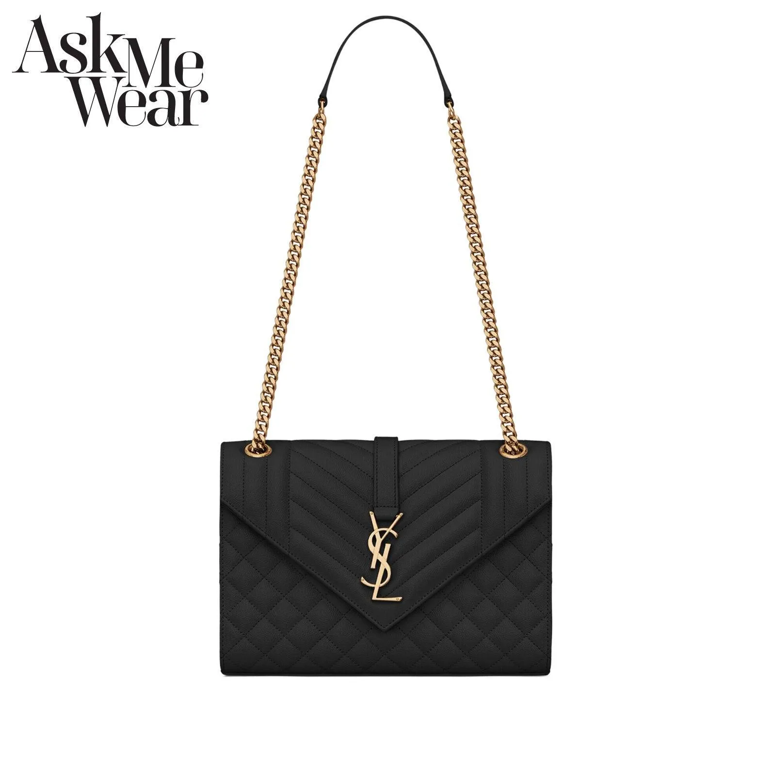 SAINT LAURENT Envelope medium chain bag in supple matelassé leather