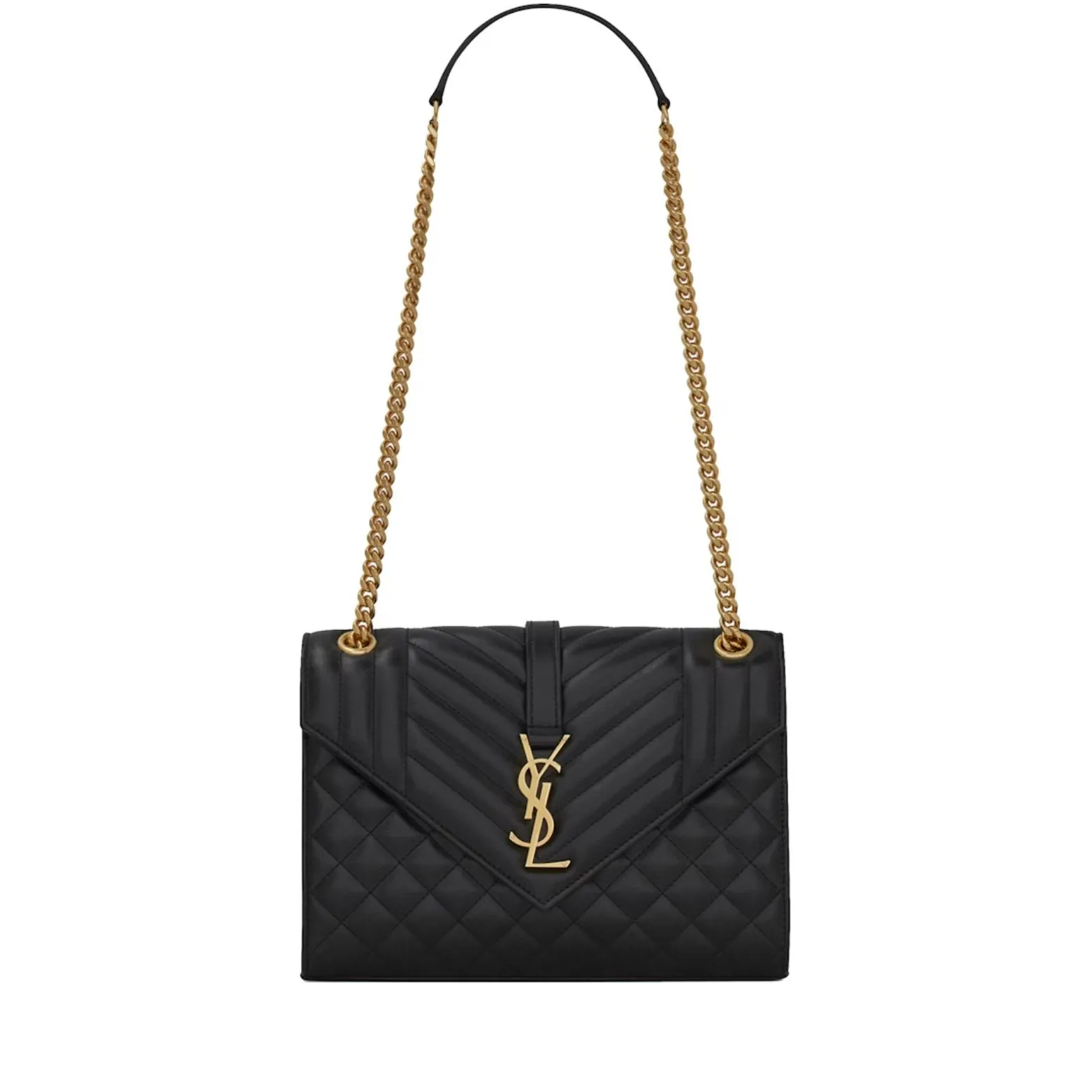 SAINT LAURENT Envelope medium chain bag in supple matelassé leather