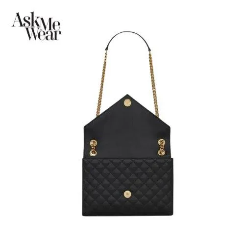 SAINT LAURENT Envelope medium chain bag in supple matelassé leather