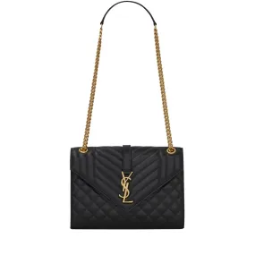 SAINT LAURENT Envelope medium chain bag in supple matelassé leather