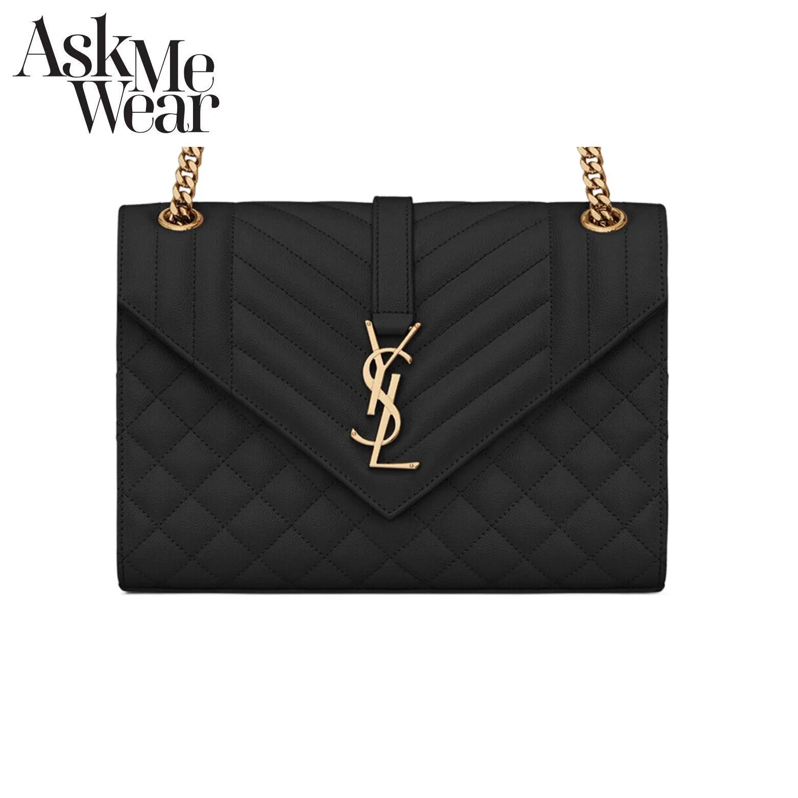 SAINT LAURENT Envelope medium chain bag in supple matelassé leather