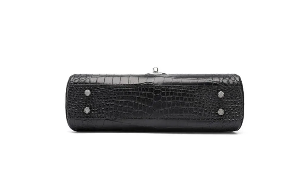 Small Matt Genuine Crocodile Leather Top Handle Bags