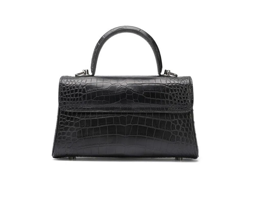 Small Matt Genuine Crocodile Leather Top Handle Bags
