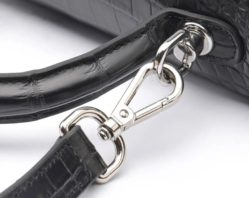 Small Matt Genuine Crocodile Leather Top Handle Bags