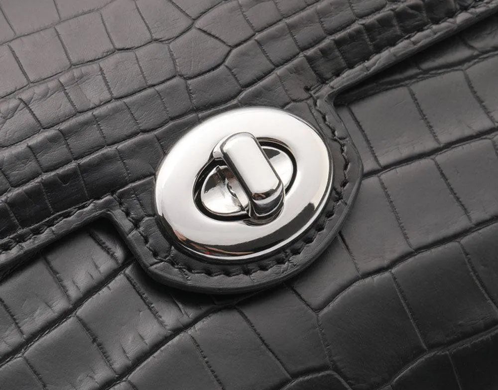 Small Matt Genuine Crocodile Leather Top Handle Bags