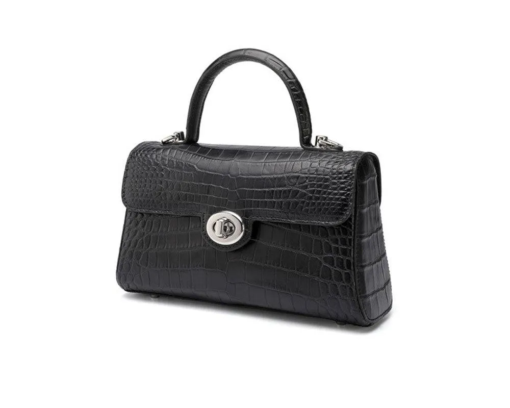 Small Matt Genuine Crocodile Leather Top Handle Bags
