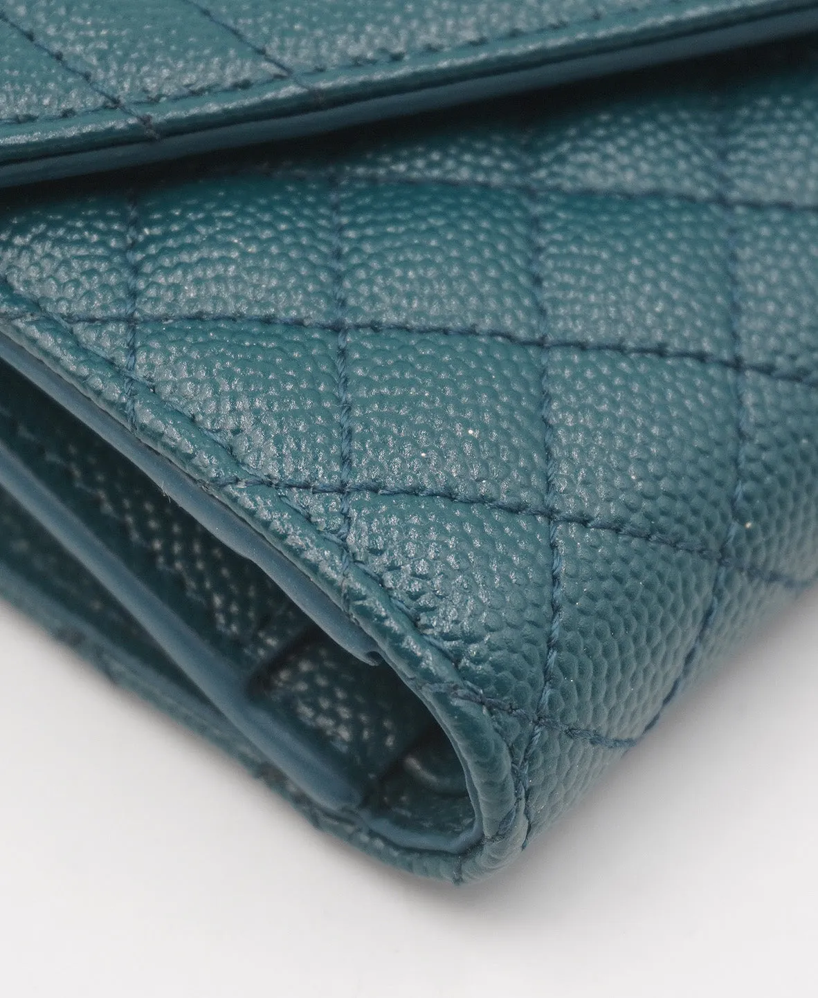 Small Mixed Matelasse Monogram Envelope Wallet Green