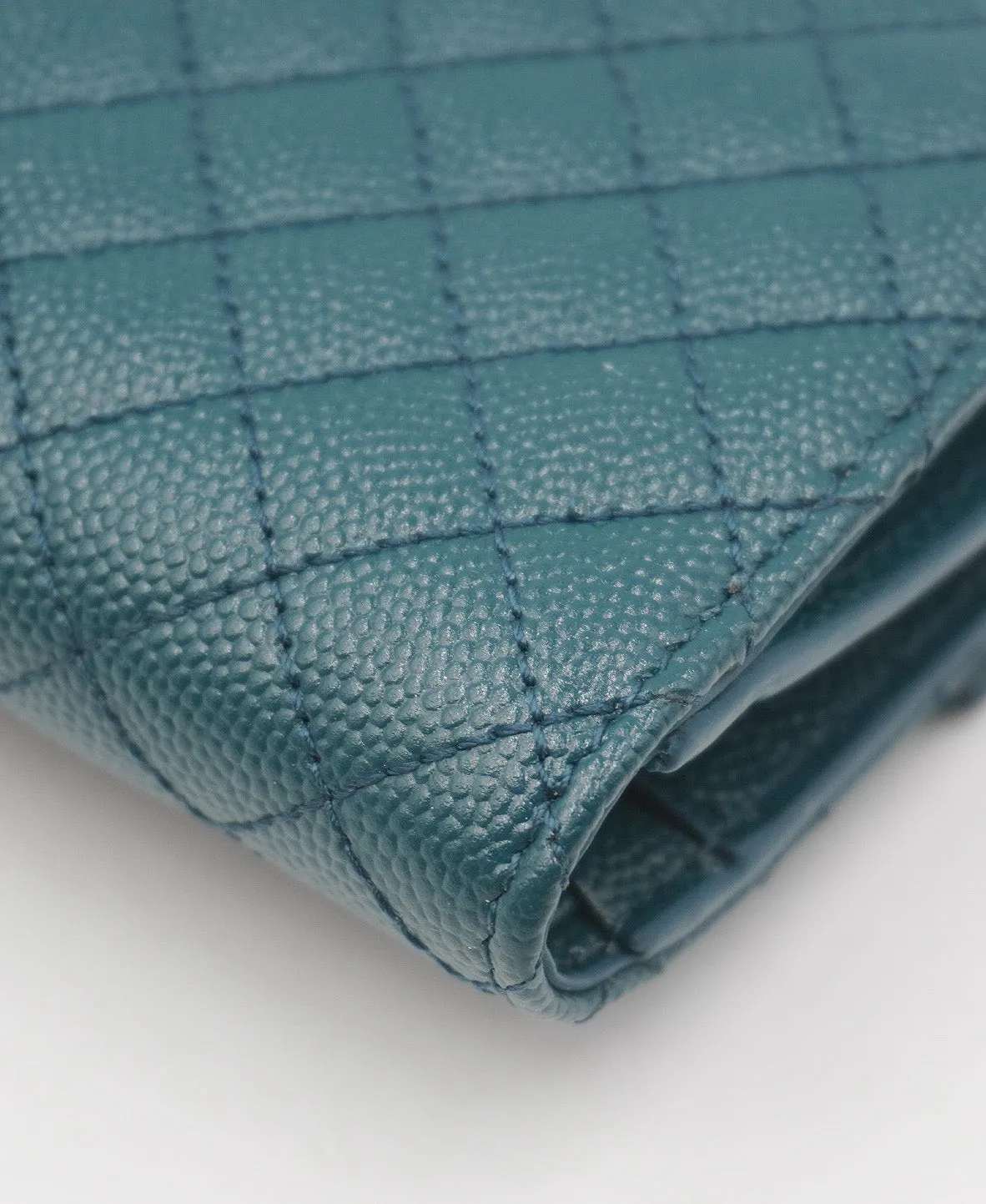 Small Mixed Matelasse Monogram Envelope Wallet Green