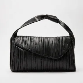 Softissima Pleated Leather Bag - Black