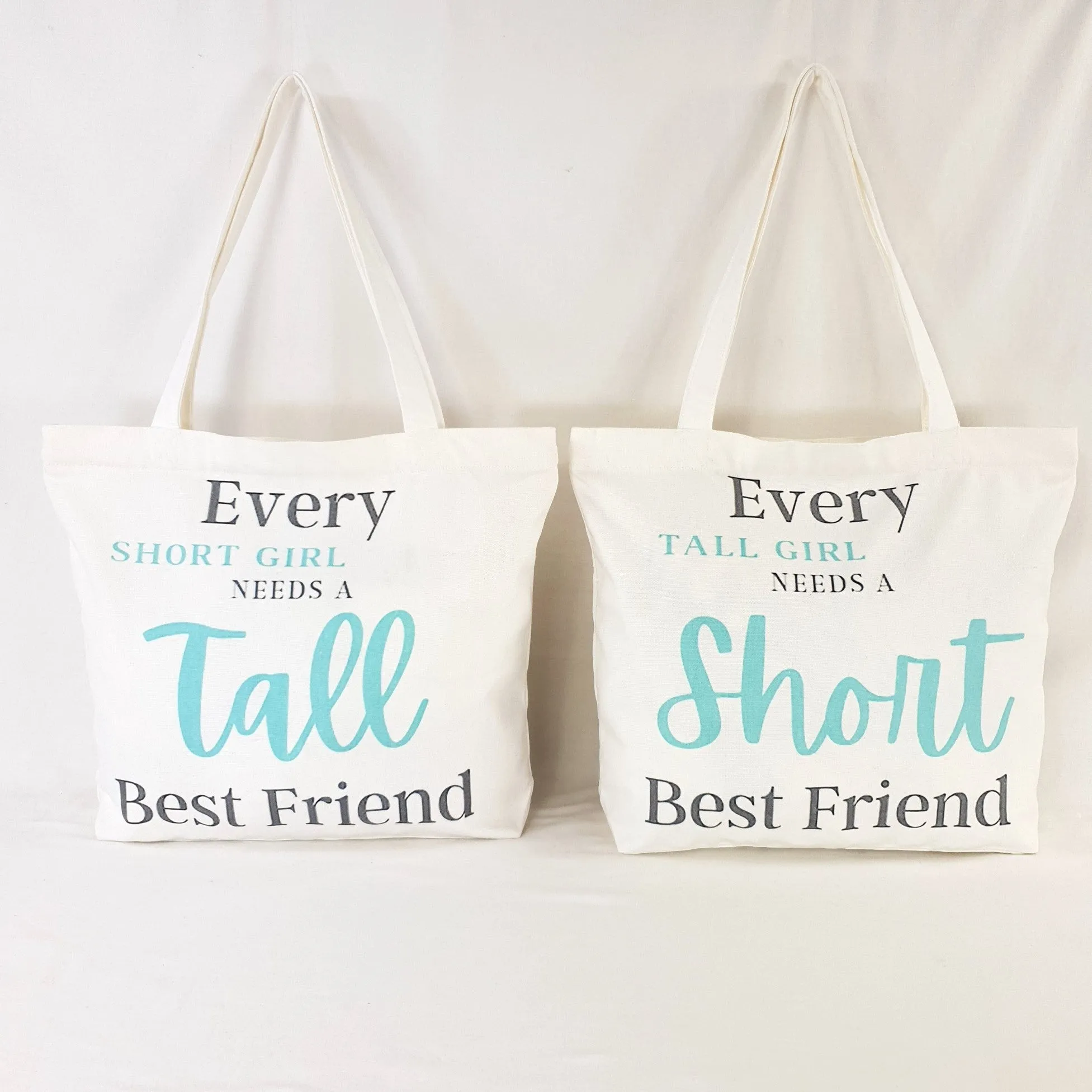 Tall Friend and Short Friend Matching Tote Bags