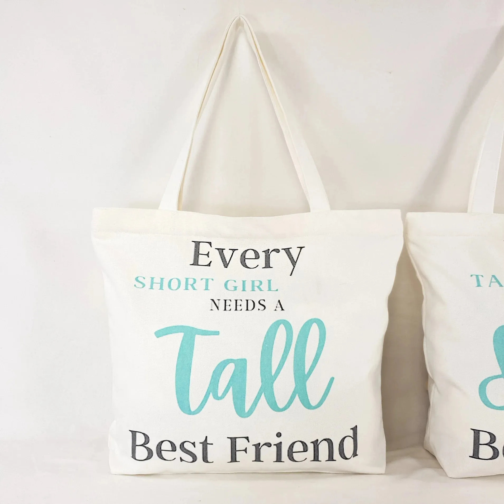 Tall Friend and Short Friend Matching Tote Bags