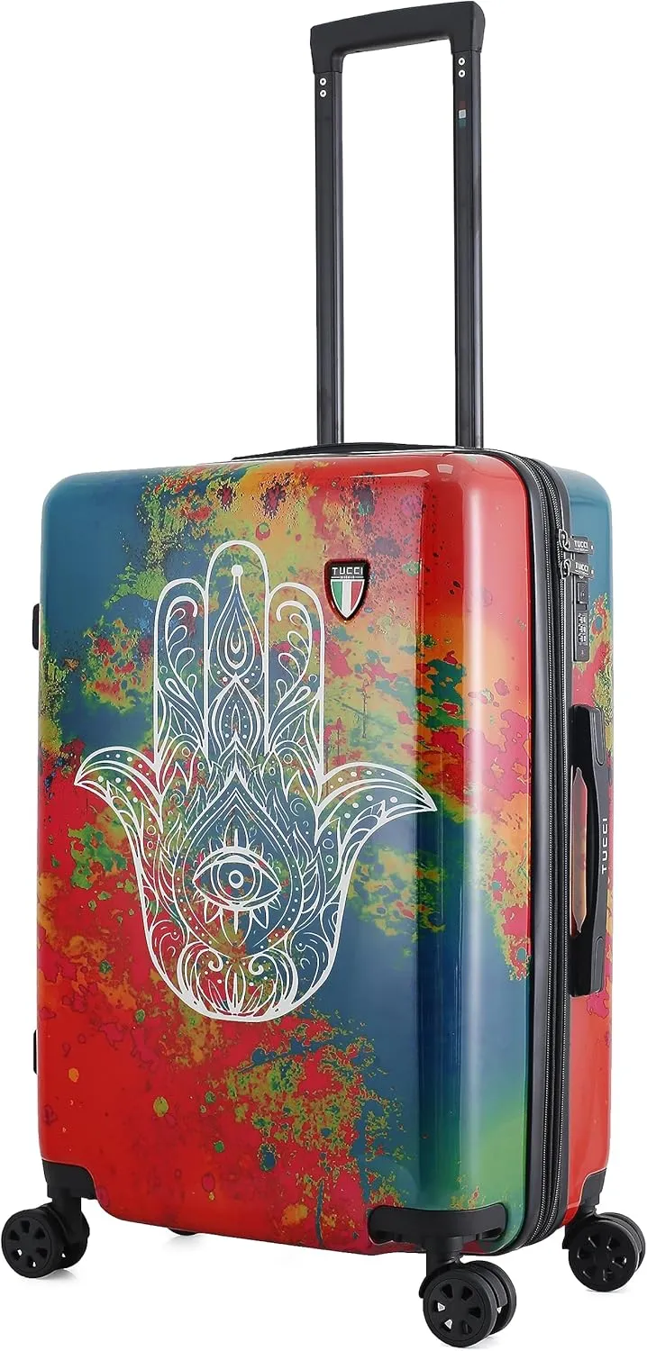 TUCCI Exotic Hamsa 24” Medium Hardside Checked Suitcase