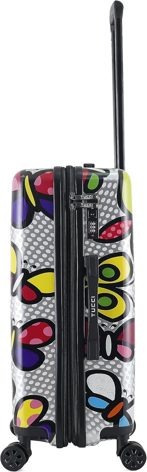 TUCCI Italy Butterfly Pop 28” Large Hardside Checked Suitcase
