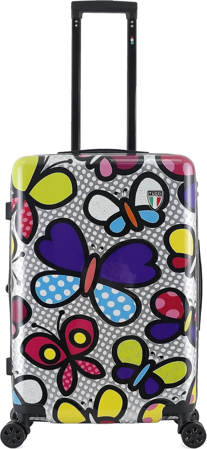 TUCCI Italy Butterfly Pop 28” Large Hardside Checked Suitcase