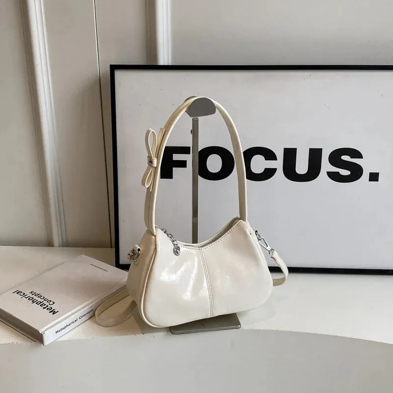 Uakiss All Match Y2k Aesthetic Solid Handbags Elegant Office Lady Fairy Underarm Bag Streetwear Fashion Simple Shoulder Crossbody Bags