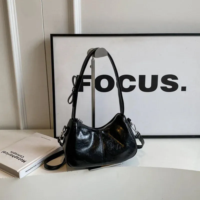 Uakiss All Match Y2k Aesthetic Solid Handbags Elegant Office Lady Fairy Underarm Bag Streetwear Fashion Simple Shoulder Crossbody Bags