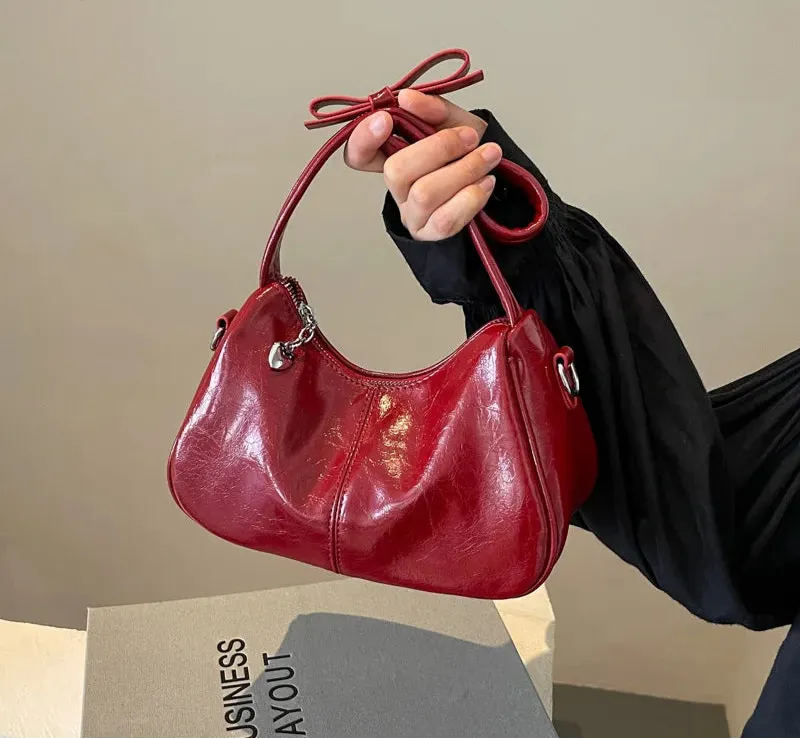 Uakiss All Match Y2k Aesthetic Solid Handbags Elegant Office Lady Fairy Underarm Bag Streetwear Fashion Simple Shoulder Crossbody Bags