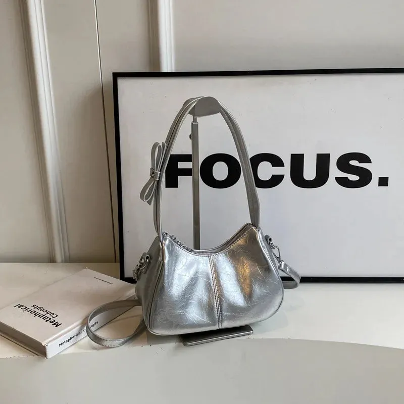 Uakiss All Match Y2k Aesthetic Solid Handbags Elegant Office Lady Fairy Underarm Bag Streetwear Fashion Simple Shoulder Crossbody Bags