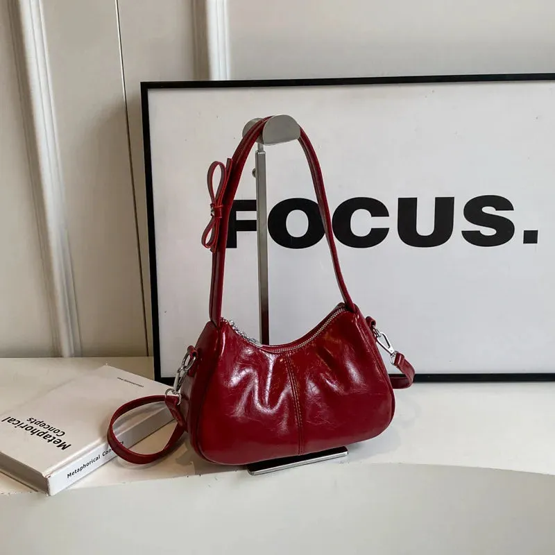 Uakiss All Match Y2k Aesthetic Solid Handbags Elegant Office Lady Fairy Underarm Bag Streetwear Fashion Simple Shoulder Crossbody Bags