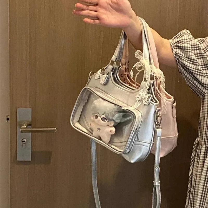 Uakiss Casual All Match Kawaii Mini Handbags Women Purses Y2k Aesthetic Sweet Fashion Ita Bag Transparent Fairy Shoulder Crossbody Bags