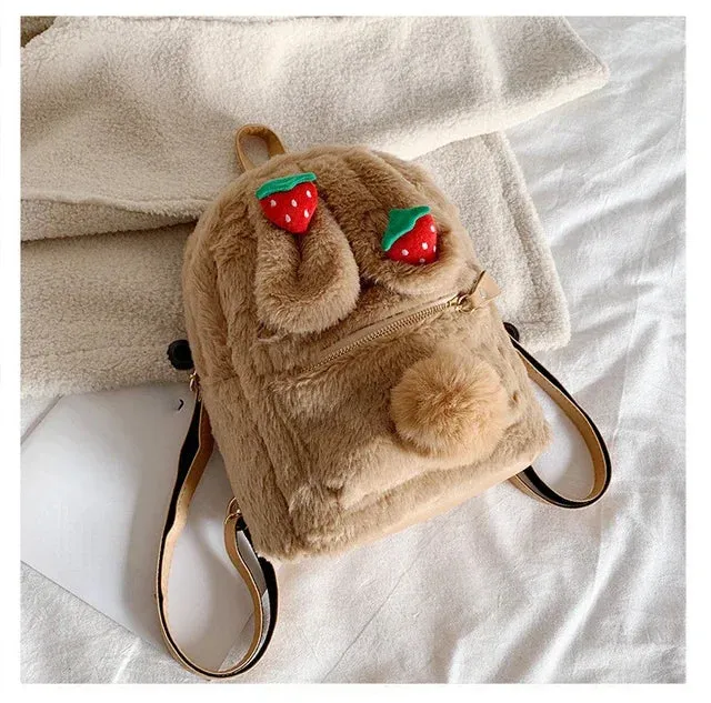 UAKISS  -  Casual Kawaii Cute Fluffy Women's Bags New Korean Fashion Cartoon Girls Schoolbags Preppy Sweet Y2k Aesthetic Students Backpacks