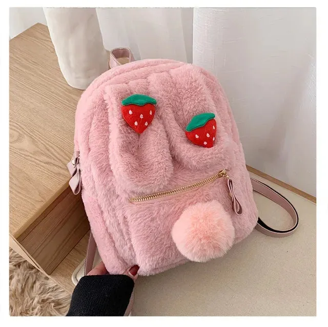 UAKISS  -  Casual Kawaii Cute Fluffy Women's Bags New Korean Fashion Cartoon Girls Schoolbags Preppy Sweet Y2k Aesthetic Students Backpacks