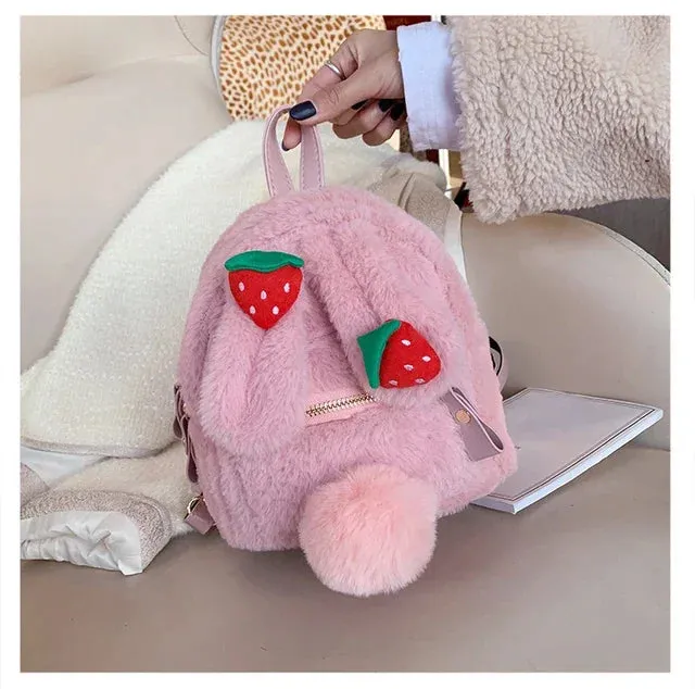 UAKISS  -  Casual Kawaii Cute Fluffy Women's Bags New Korean Fashion Cartoon Girls Schoolbags Preppy Sweet Y2k Aesthetic Students Backpacks