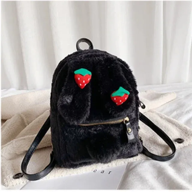 UAKISS  -  Casual Kawaii Cute Fluffy Women's Bags New Korean Fashion Cartoon Girls Schoolbags Preppy Sweet Y2k Aesthetic Students Backpacks