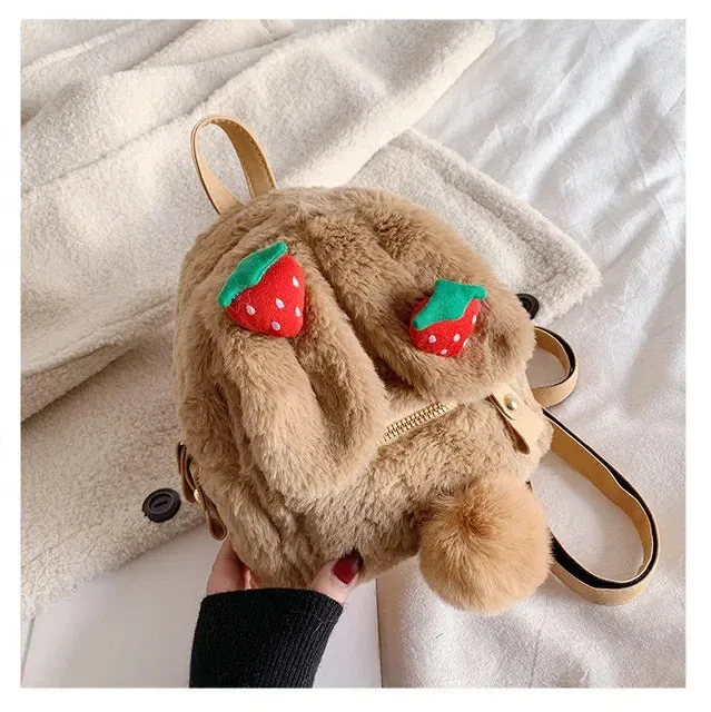 UAKISS  -  Casual Kawaii Cute Fluffy Women's Bags New Korean Fashion Cartoon Girls Schoolbags Preppy Sweet Y2k Aesthetic Students Backpacks