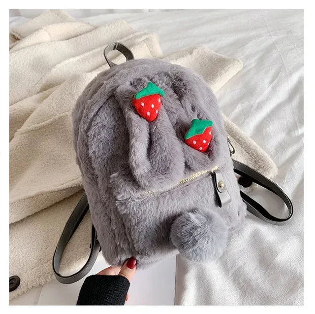 UAKISS  -  Casual Kawaii Cute Fluffy Women's Bags New Korean Fashion Cartoon Girls Schoolbags Preppy Sweet Y2k Aesthetic Students Backpacks