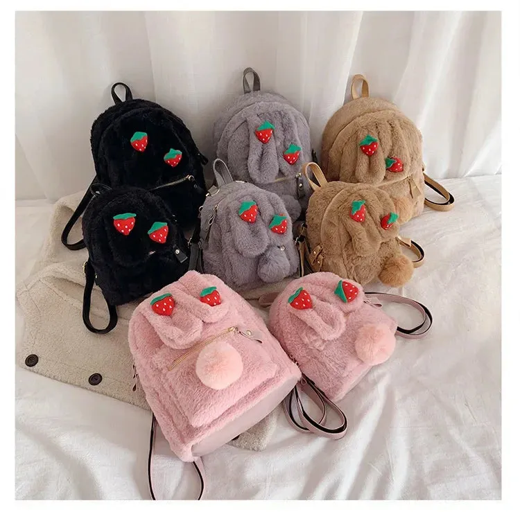 UAKISS  -  Casual Kawaii Cute Fluffy Women's Bags New Korean Fashion Cartoon Girls Schoolbags Preppy Sweet Y2k Aesthetic Students Backpacks