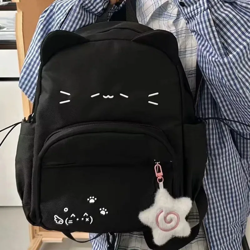 Uakiss Cute Black Womens Backpacks Cat Kawaii Nylon Small Casual Backpacks Harajuku Fashion Transparent Lolita New Female Ita Bag