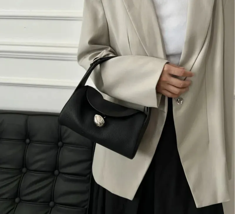 Uakiss Japanese Y2k Aesthetic Simple Top-Handle Bags Office Lady Chic Elegant Purses and Handbags All Match Women Fashion Chic Clutches
