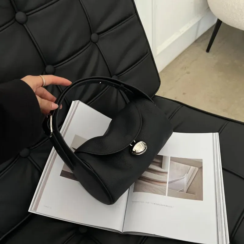 Uakiss Japanese Y2k Aesthetic Simple Top-Handle Bags Office Lady Chic Elegant Purses and Handbags All Match Women Fashion Chic Clutches
