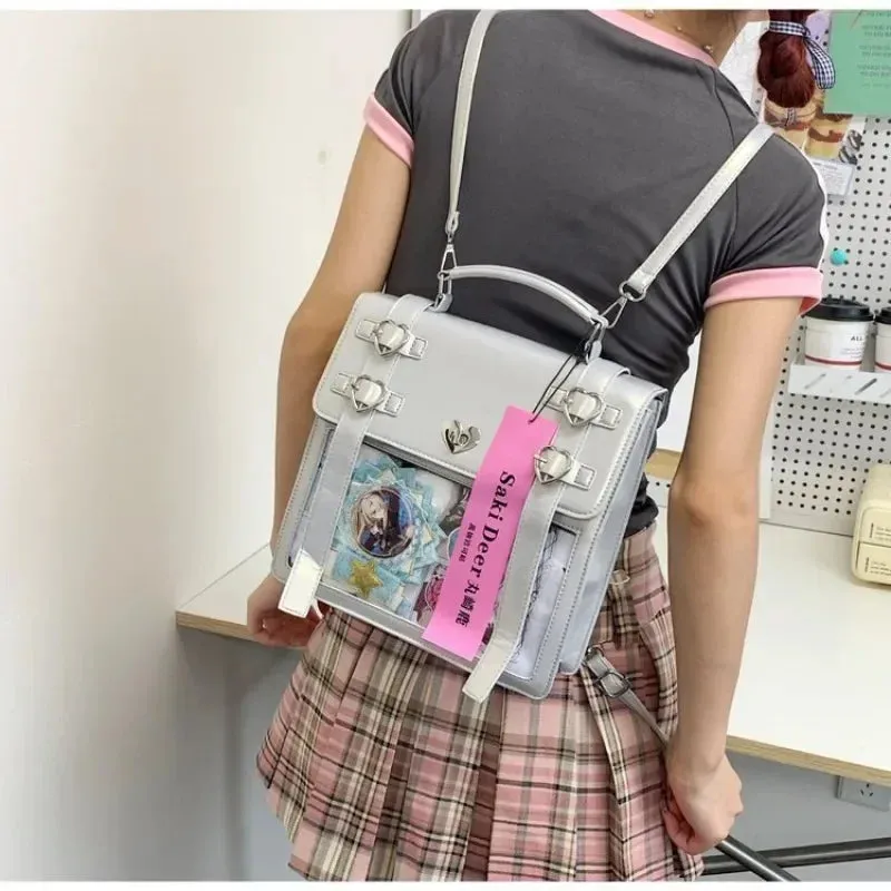 Uakiss JK Uniform Backpacks Women Y2K Subculture PU Satchels Aesthetic Designer Mochilas Para Mujer Daily Students Ita Bag Female
