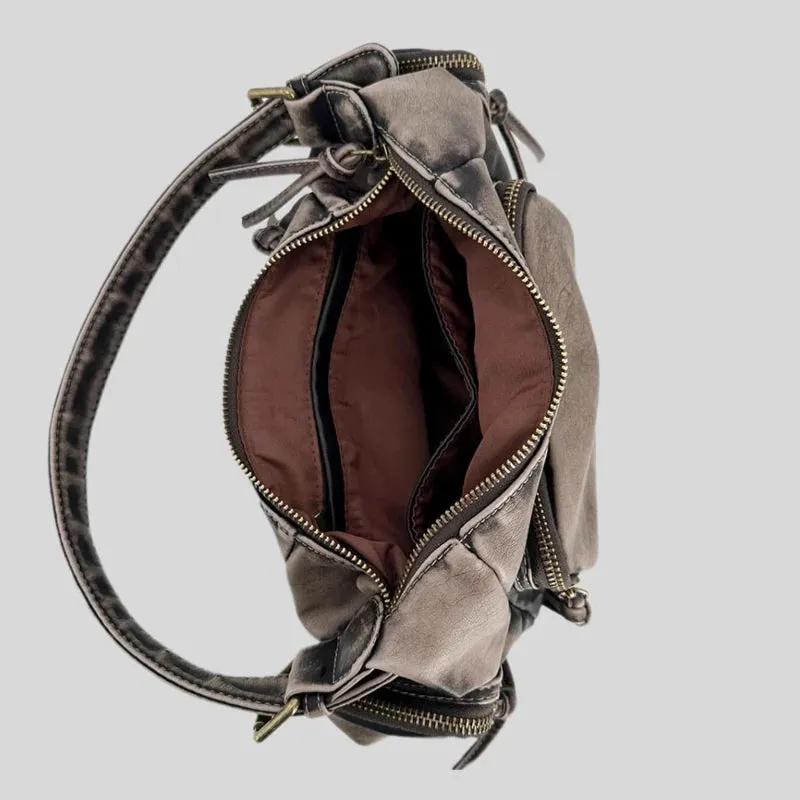 Uakiss Korean Punk Pockets Y2k Aesthetic Shoulder Bags Soft Leather Casual Simple Women's Handbags Vintage All Match Ins Underarm Bag