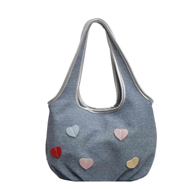 Uakiss Korean Sweet Heart High-capacity Underarm Bag New Office Lady Y2k Aesthetic Handbags Women Casual Chic Shoulder Bags Trendy