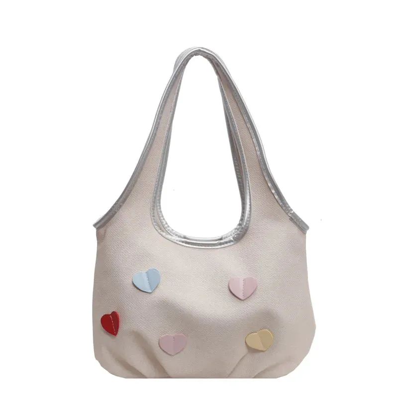 Uakiss Korean Sweet Heart High-capacity Underarm Bag New Office Lady Y2k Aesthetic Handbags Women Casual Chic Shoulder Bags Trendy