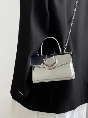 Uakiss Luxury Design Office Lady Fairy Women's Handbags Patent Leather Chain Fashion Shoulder Bag Y2k Aesthetic Elegant Crossbody Bags