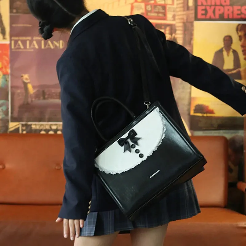 Uakiss Luxury Design Patchwork Lolita Bow Shoulder Bag Vintage Y2k Aesthetic Fairy Crossbody Bags Fashion Women Chic Button Handbags