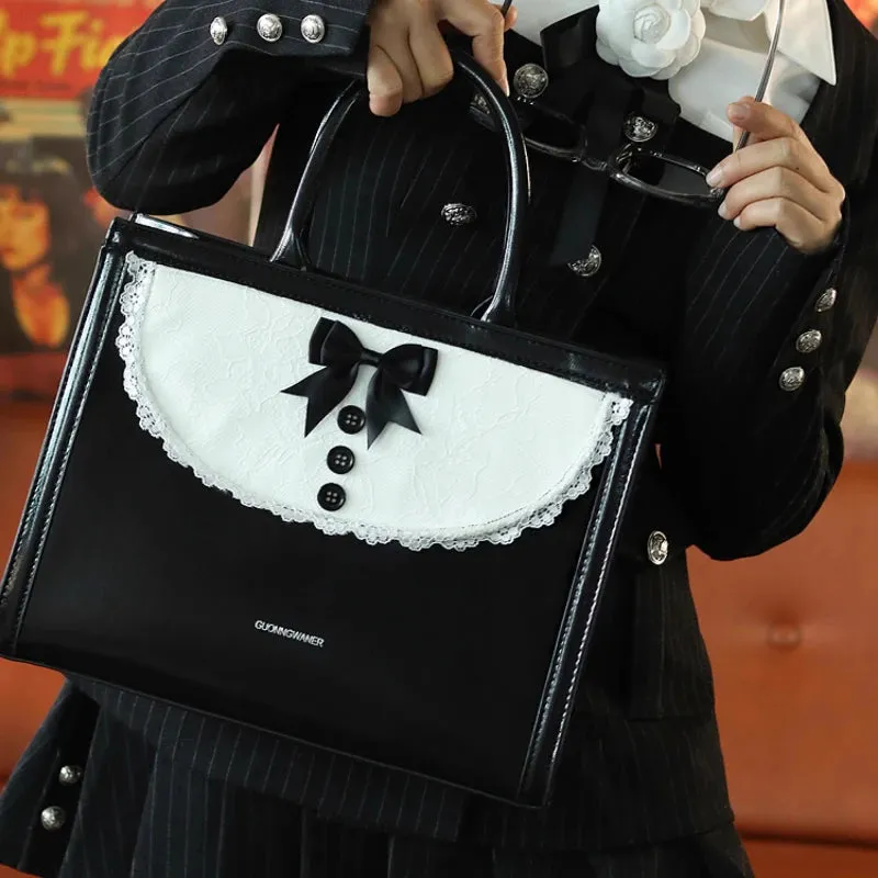 Uakiss Luxury Design Patchwork Lolita Bow Shoulder Bag Vintage Y2k Aesthetic Fairy Crossbody Bags Fashion Women Chic Button Handbags