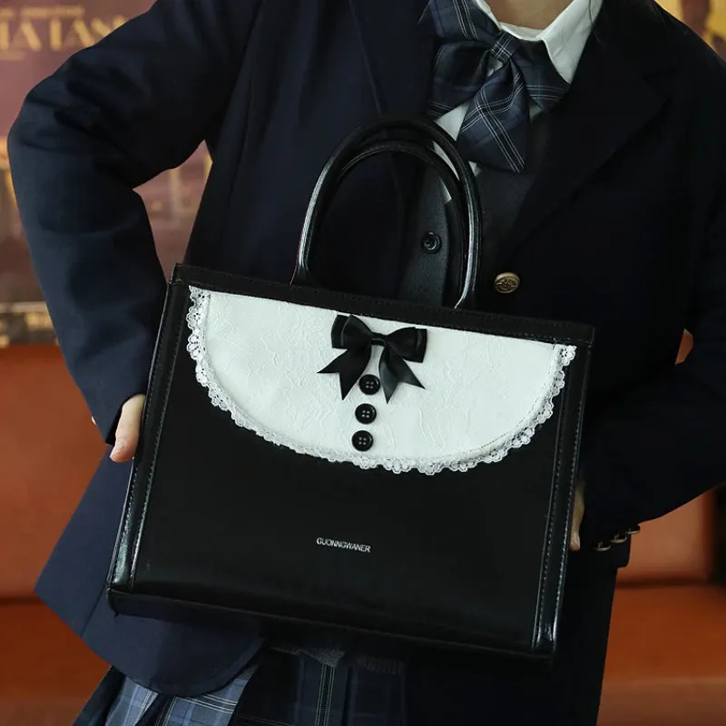 Uakiss Luxury Design Patchwork Lolita Bow Shoulder Bag Vintage Y2k Aesthetic Fairy Crossbody Bags Fashion Women Chic Button Handbags