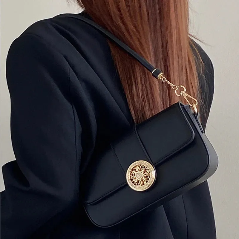 Uakiss Luxury Design Vintage Fashion Shoulder Bags All Match Chic Office Lady Fairy Underarm Bag Y2k Aesthetic Women Handbags Crossbody