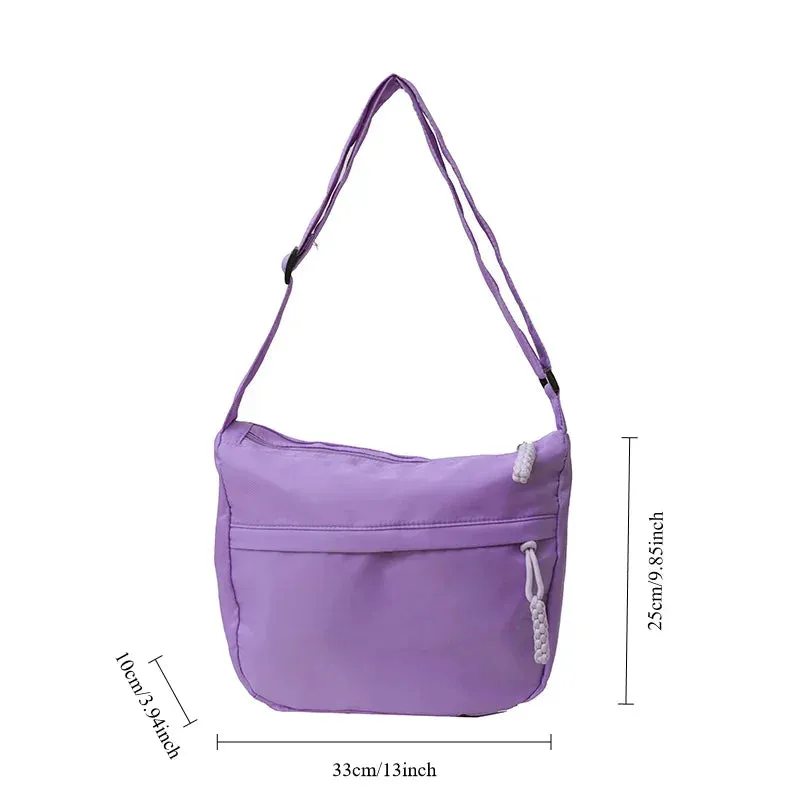 Uakiss Nylon Wheat Zipper Shoulder Bag Women Minimalism Daily Commuter Crossbody Bag Student Class Large Capacity Normcore Tote Bag