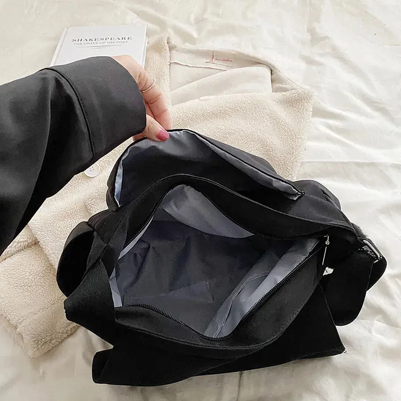 UAKISS  - Simple School Student Shoulder Bag Nylon Handbags Solid Color Leisure Large Capacity Messenger Bag Male Female Tote Bag Satchels